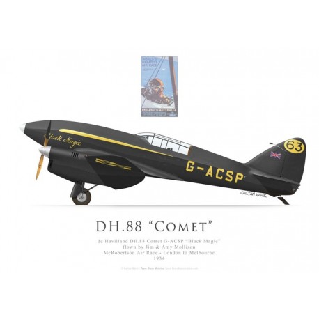 DH.88 Comet "Black Magic", G-ACSP, Jim & Amy Mollison, McRobertson air race, 1934