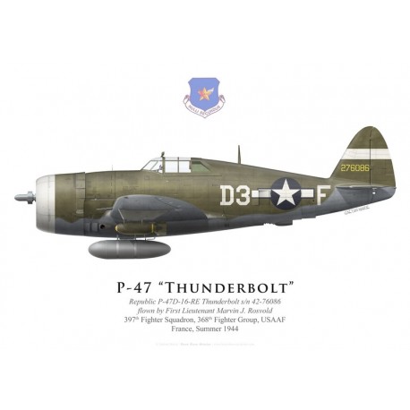 P-47D Thunderbolt, 1Lt. Marvin Rosvold, 397th Fighter Squadron, 368th Fighter Group, France, 1944