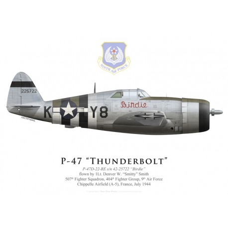 P-47D Thunderbolt "Birdie", 1Lt Denver Smith, 507th FS, 404th FG, France, July 1944