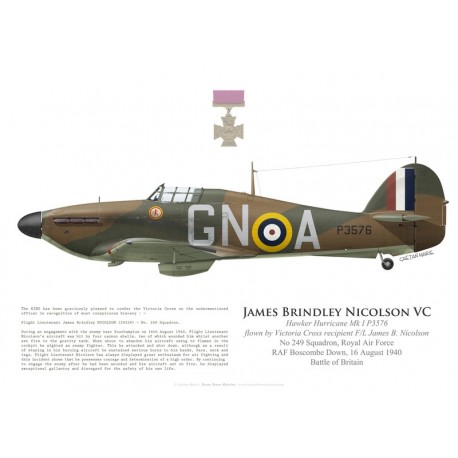 Hawker Hurricane Mk I P3576, F/L James Nicolson VC, No 249 Squadron, Royal Air Force, 16 août 1940