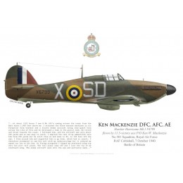 Hawker Hurricane Mk I, P/O Ken Mackenzie DFC, No 501 Squadron, Royal Air Force, 7 octobre 1940