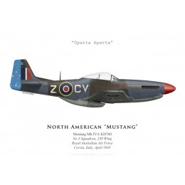 North American Mustang Mk IVA, No 3 Squadron, 239 Wing, RAAF, Italie, 1945