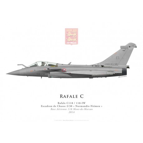 Print of the Dassault Rafale C No 118, EC 2/30 "Normandie-Niémen", French air force, 2014