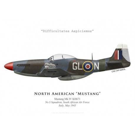 Print du North American Mustang Mk IV "Sweetpea", No 5 Squadron SAAF, Italie, 1945