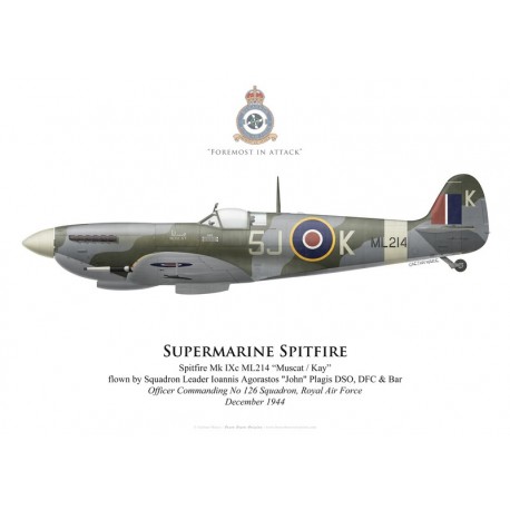 Supermarine Spitfire Mk IXc ML214, S/L John Plagis, OC No 126 Squadron, Royal Air Force, December 1944