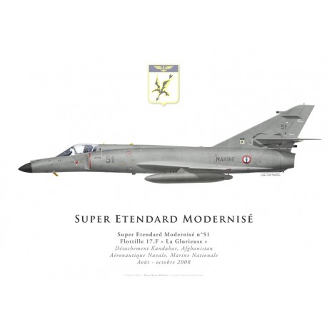 Print du Dassault Super Etendard Modernisé n°51, Flottille 17.F, Détachement Kandahar, Afghanistan, 2008