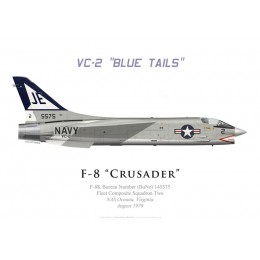 Print of the Vought F-8K Crusader, VC-2 "Blue Tails", NAS Oceana, 1970
