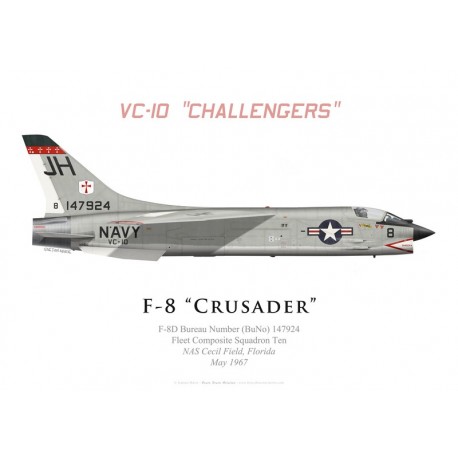 Print du Vought F-8D Crusader, VC-10 "Challengers", NAS Cecil Field, 1967