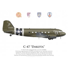 C-47A Dakota, "Drag Em Oot", veteran of the 87th Troop Carrier Squadron, 438th Troop Carrier Group, USAAF