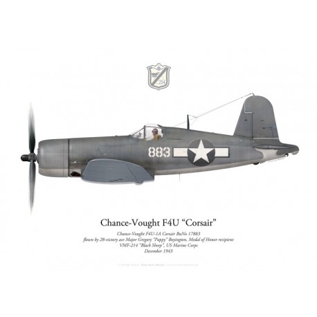 T-shirt US Marines VMF-214 "Black Sheep" Pappy Boyington, 100% Coton, Design Personnalisé