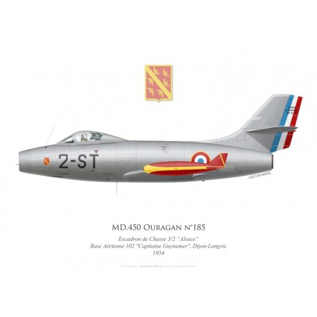 Ouragan n°185, Escadron de Chasse 3/2 “Alsace”, Base Aérienne 102, Dijon-Longvic 1954 