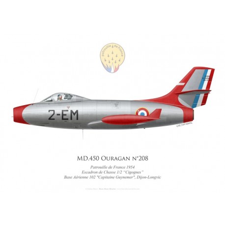 Ouragan No 208, Patrouille de France 1954, Escadron de Chasse 1/2 “Cigognes”, French air force, Dijon-Longvic airbase