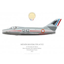 Mystère IVA n°112, Patrouille de France 1957, 12e Escadre de Chasse, French air force, Cambrai-Epinoy airbase