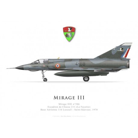 Mirage IIIE No 586, Escadron de Chasse 2/4 «La Fayette», French air force, Luxeuil airbase, 1970