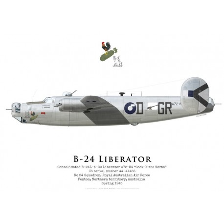 No 21 Squadron Print B-24 Liberator "King Cobra" 1945 by Gaëtan Marie RAAF 