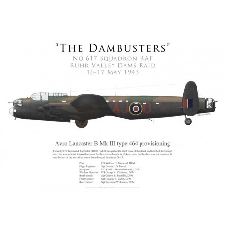 Avro Lancaster Mk III type 464 provisioning ED886, F/S Townsend, No 617 Squadron RAF, Opération Chastise, 16 mai 1943