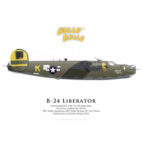 Consolidated B-24H-15-FO 42-52505 "Hell's Belle", 781st Bomb Squadron, 465th Bomb Group, Italie, 1944