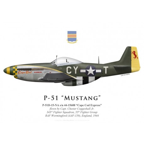 P-51D Mustang "Cape Cod Express", Capt. Chester Coggeshall Jr., 343rd Fighter Squadron, 55th Fighter Group, 1944