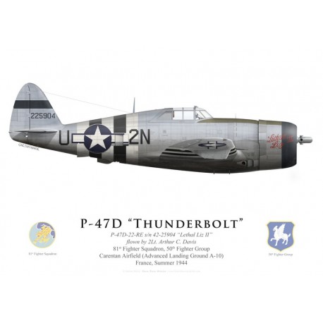 P-47D Thunderbolt "Lethal Liz II", 2Lt. Arthur Davis, 81st S, 50th FG, Carentan, France, 1944