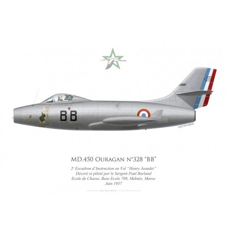 MD.450 Ouragan “BB”, 2e Escadron d’Instruction en Vol “Henry Jeandet”, French airforce, Morocco, 1957