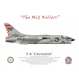 F-8E Crusader, Cdr Harold Marr & Lt(jg) Phil Vampatella, VF-211 “Fighting Checkmates”, USS Hancock, June 1966