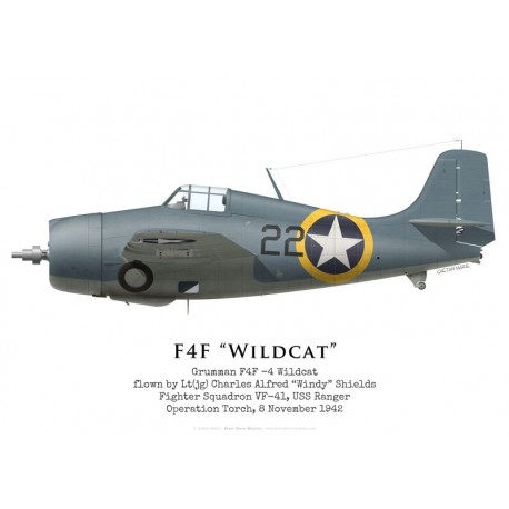 Grumman F4F-4 Wildcat, Lt(jg) "Windy" Shields, VF-41, USS Ranger, Operation Torch, 1942