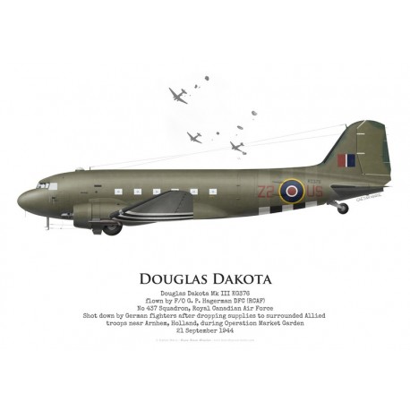 Douglas Dakota Mk III KG376, F/O P. Hagerman, No 437 Squadron RCAF, Opération Market Garden, 21 septembre 1944