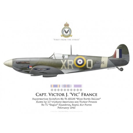 Supermarine Spitfire Mk Vb AD196, Capt. Victor France, No 71 "Eagle" Squadron, Royal Air Force, février 1942