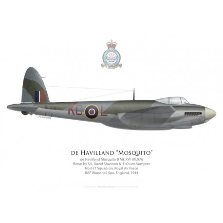 Mosquito B Mk XVI, S/L David Shannon & F/O Len Sumpter, No 617 Squadron, Royal Air Force, Woodhall Spa, 1944