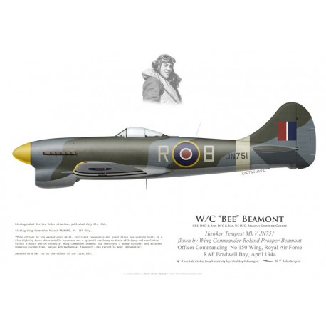 Hawker Tempest V JN751, W/C Roland Beamont, OC No 150 Wing, Royal Air Force, RAF Bradwell Bay, April 1944