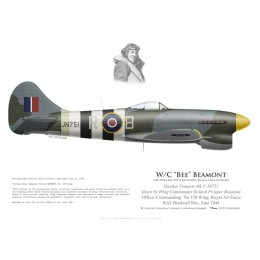 Tempest V, W/C Roland Beamont, OC No 150 Wing, Royal Air Force, RAF Bradwell Bay, juin 1944