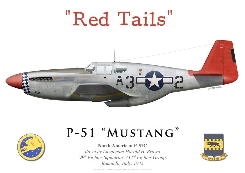 P-51C Mustang, Lt. Harold Brown, 99th Fighter Squadron, 332nd Fighter  Group, 1945 - Bravo Bravo Aviation