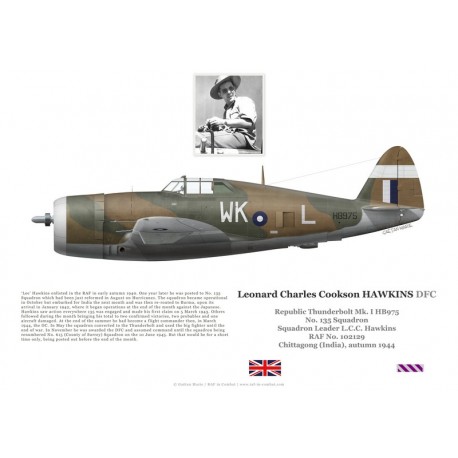 S/L Leonard Hawkins, Thunderbolt Mk I HB975, No 135 Squadron, 1944