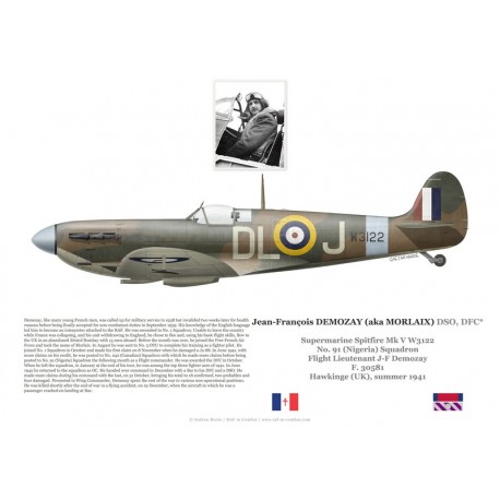 F/L Jean-François Demozay, Spitfire Mk Vb W3122, No 91 Squadron, 1941