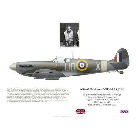 F/L Alfred Douglas, Spitfire Mk V AB842, No 452 (RAAF) Squadron, RAF Kenley, 1941
