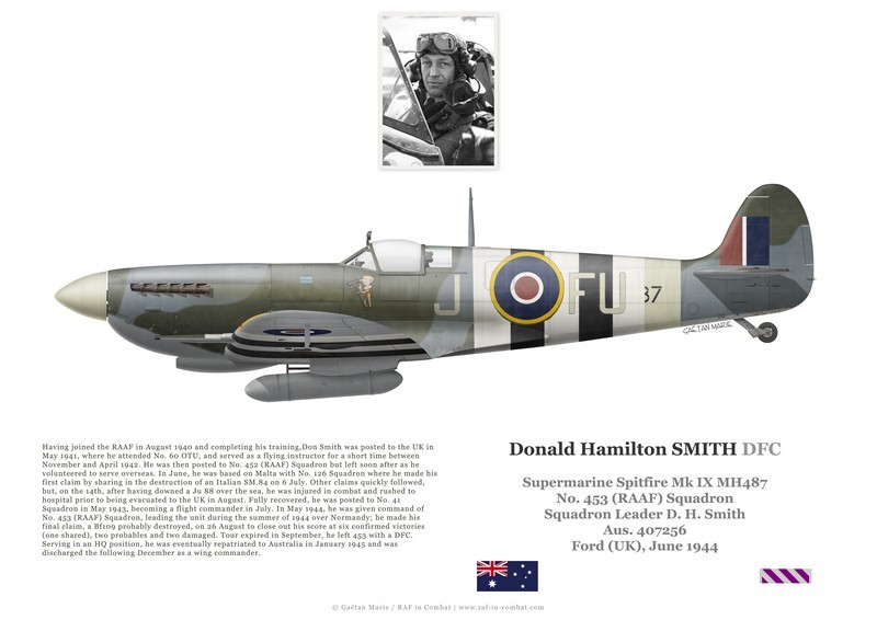 F/L Donald Smith, Spitfire Mk IX MH487, No 453 Squadron RAAF, 1944