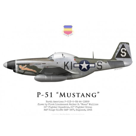 P-51D Mustang, 1LT Walter Mullins, 55th Fighter Squadron, 20th Fighter Group, 1944