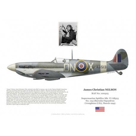 James Nelson, Spitfire Mk VI AB513, No 124 (Baroda) Squadron RAF, 1943