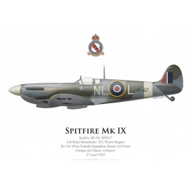 Spitfire Mk IXc, Cdt René Mouchotte, S/C Pierre Magrot, No 341 (Free French) Squadron, Royal Air Force, 27 août 1943