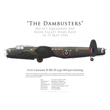 Avro Lancaster Mk III type 464 provisioning ED929, F/L Shannon, No 617 Squadron RAF, Opération Chastise, 16 mai 1943
