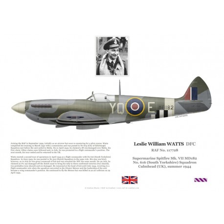 Leslie Watts, Spitfire Mk VII MD182, No 616 Squadron RAF, Culmhead, 1944
