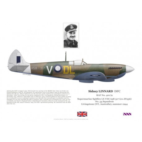 Sidney Linnard DFC, Spitfire LF.VIII A58-317 (JF936), No 54 Squadron RAF, Australia, 1944