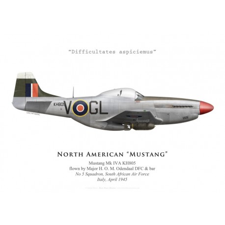 North American Mustang Mk IVA, Maj. H. O. M. Odendaal DFC & bar, No 5 Squadron SAAF, Italie, 1945