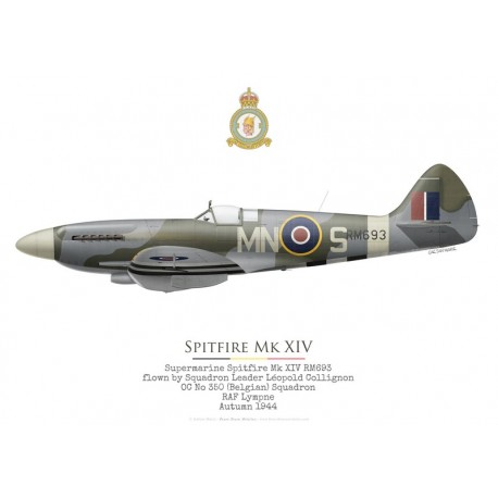 Spitfire Mk XIV RM693, Léopold Collignon, OC No 350 (Belgian) Squadron RAF, automne 1944