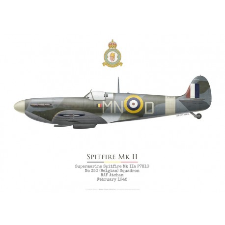 Spitfire Mk IIa P7810, No 350 (Belgian) Squadron RAF, RAF Atcham, février 1942