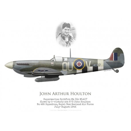 Spitfire Mk IXc ML407, Arthur Houlton, No 485 Squadron, Royal New Zealand Air Force, juillet-août 1944