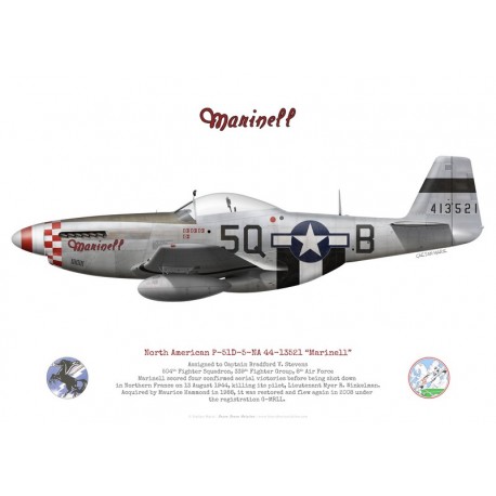 P-51D Mustang "Marinell" 44-13521, Capt. Bradford Stevens, 504th Fighter Squadron, 339th Fighter Group, 1944