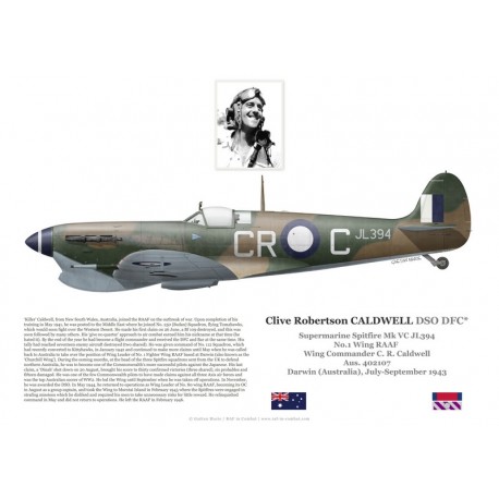 Clive "Killer" Caldwell DSO DFC, Supermarine Spitfire Mk Vc JL394, OC No 1 Wing RAAF, Australia, 1943