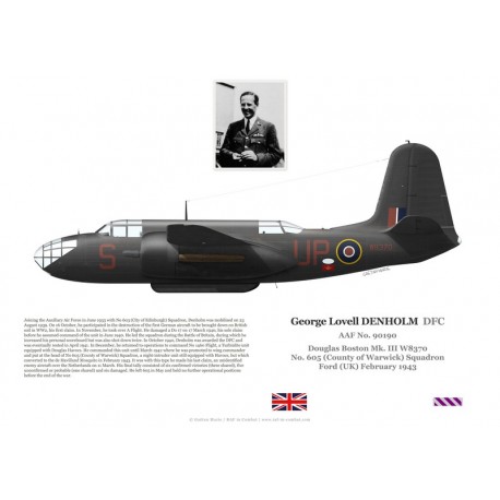George Denholm DFC, Douglas Boston Mk III W8370, No 605 Squadron RAF, RAF Ford, 1943
