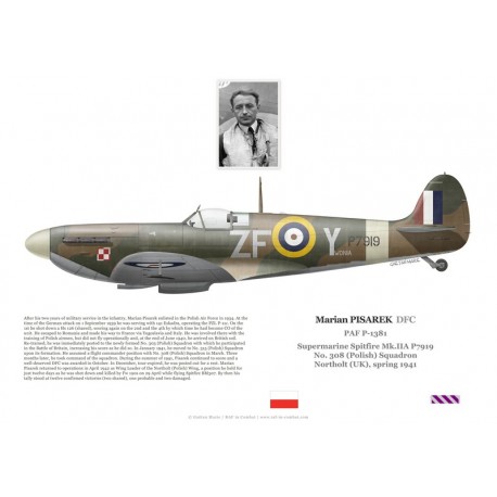 Marian Pisarek DFC, Spitfire Mk IIa P7919, No 308 (Polish) Squadron RAF, Northolt, 1941